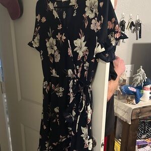 Sienna Sky Black and Pink Floral Mini Dress